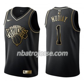 Män New York Knicks Tröja Emmanuel Mudiay 1 Nike Svart Guld Edition Swingman